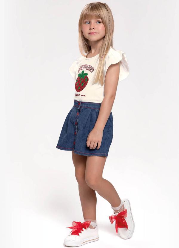 Trick Nick - Conjunto Infantil Blusa com Shorts Saia Bege 3