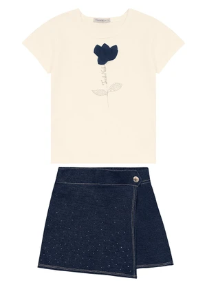 Trick Nick - Conjunto Infantil Blusa com Shorts Saia Bege - TRICK NICK