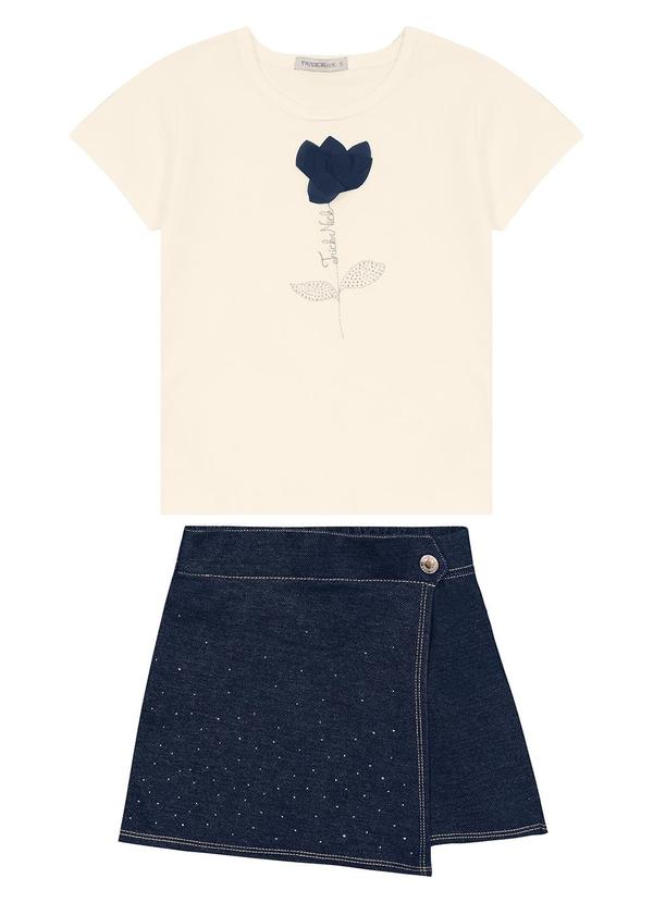 Trick Nick - Conjunto Infantil Blusa com Shorts Saia Bege 2