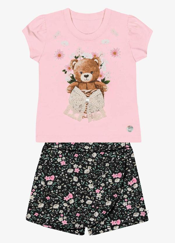 Trick Nick - Conjunto Infantil Blusa com Shorts Saia Rosa
