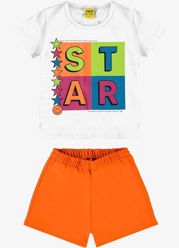 Rovi Kids - Conjunto Infantil Blusa com Shorts Star Branco