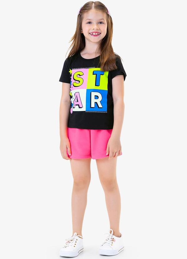 Rovi Kids - Conjunto Infantil Blusa com Shorts Star Preto