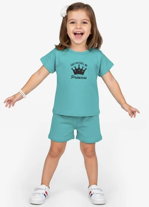 Select - Conjunto Infantil Blusa com Shorts Verde - SELECT