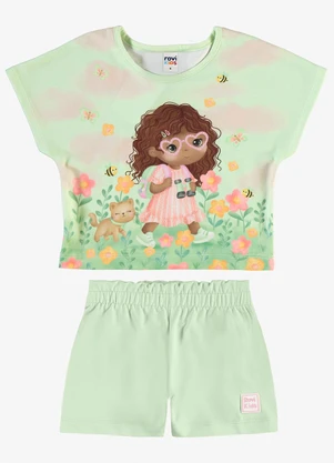 Rovi Kids - Conjunto Infantil Blusa com Shorts Verde - ROVI KIDS