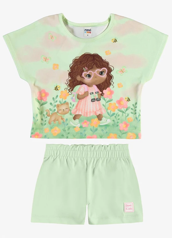 Rovi Kids - Conjunto Infantil Blusa com Shorts Verde