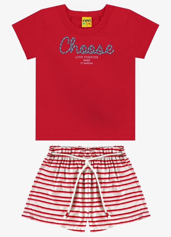 Rovi Kids - Conjunto Infantil Blusa com Shorts Vermelho