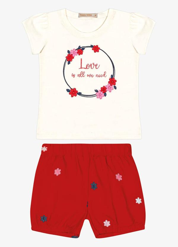 Trick Nick - Conjunto Infantil Blusa com Shorts Vermelho