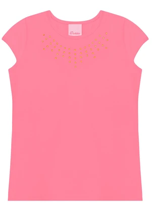 Duduka - Conjunto Infantil Blusa com Strass e Short  Rosa - DUDUKA