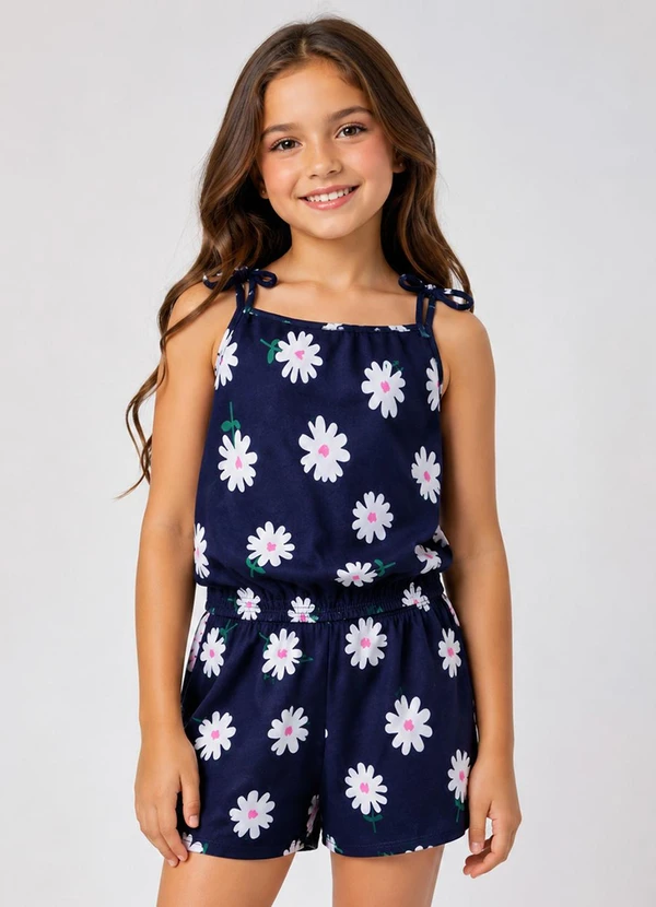 Select - Conjunto Infantil Blusa de Alça e Short Azul