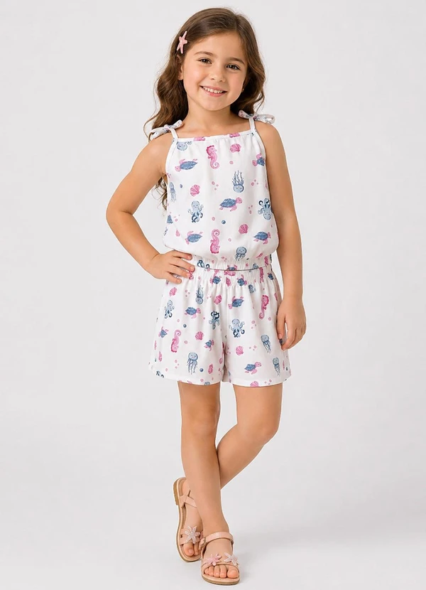 Select - Conjunto Infantil Blusa de Alça e Short Bege