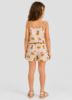 Select - Conjunto Infantil Blusa de Alça e Short Bege - SELECT