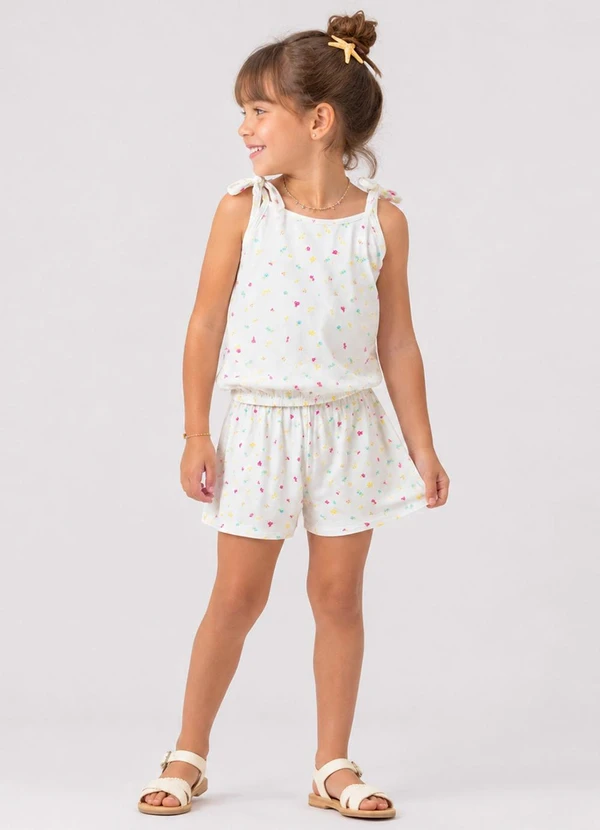Select - Conjunto Infantil Blusa de Alça e Short Branco