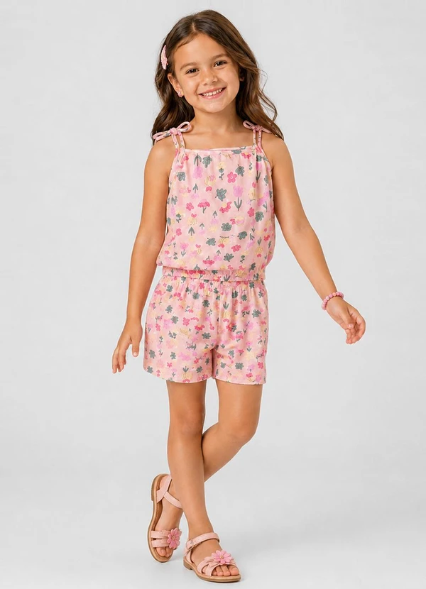 Select - Conjunto Infantil Blusa de Alça e Short Rosa