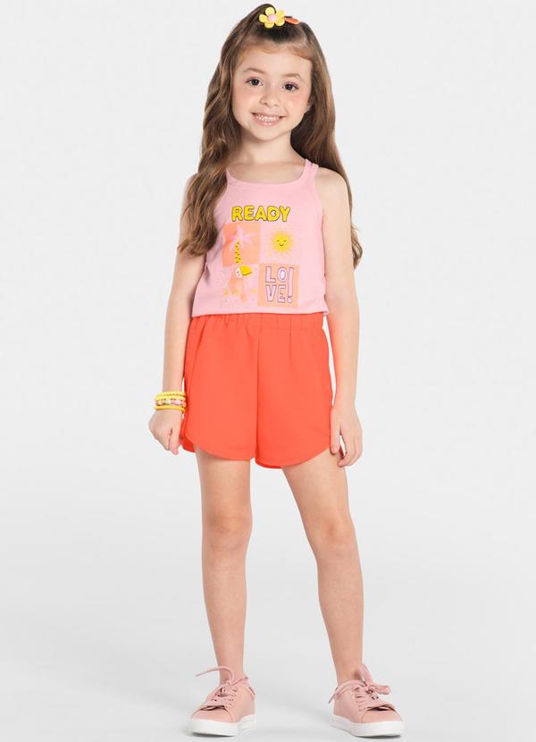 Rovi Kids - Conjunto Infantil Blusa de Alça e Shorts Rosa