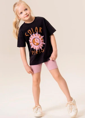 Bugbee - Conjunto Infantil Blusa e Bermuda Biker Cinza - BUGBEE