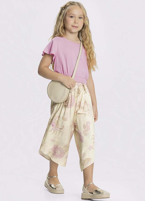 Alakazoo Conjunto Infantil Blusa e Calça PantalonaBege