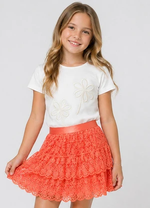 Trick Nick - Conjunto Infantil Blusa e Saia Bege - TRICK NICK
