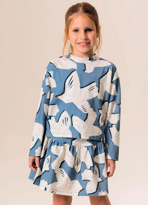 Bugbee - Conjunto Infantil Blusa e Saia Cotton Branco - BUGBEE