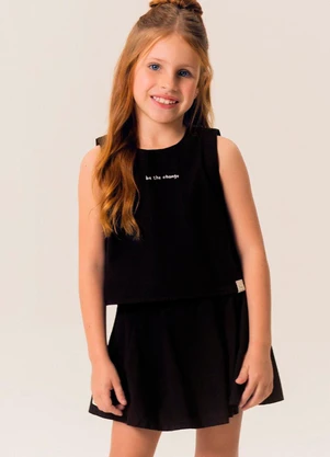 Bugbee - Conjunto Infantil Blusa e Saia em Tecido Preto - BUGBEE