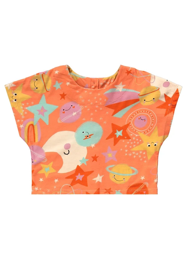 Três e Já - Conjunto Infantil Blusa e Saia Laranja 5