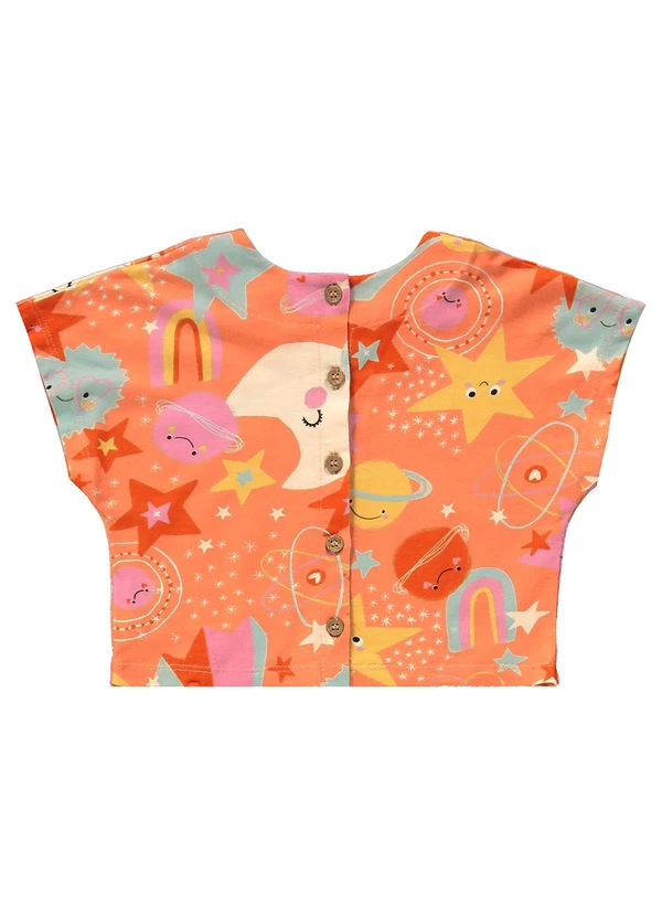 Três e Já - Conjunto Infantil Blusa e Saia Laranja 6