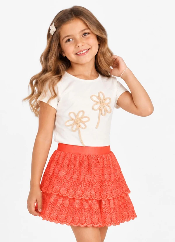 Trick Nick - Conjunto Infantil Blusa e Saia Laranja
