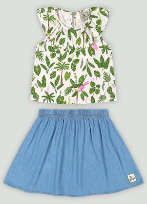 Conjunto Infantil Blusa e Saia Quimby Branco - QUIMBY