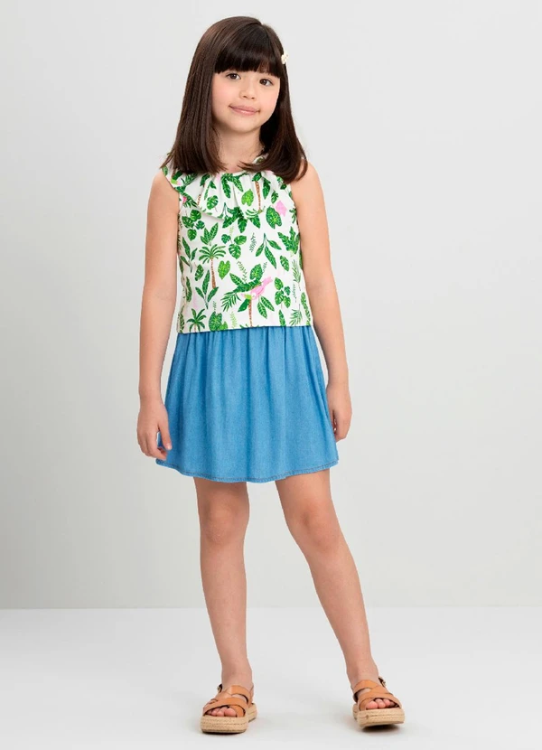 Quimby - Conjunto Infantil Blusa e Saia Quimby Branco