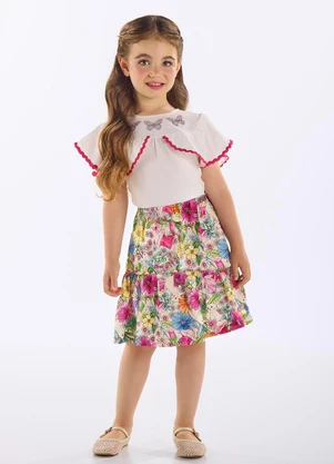 Up Baby - Conjunto Infantil Blusa e Saia-Short Bege - UP BABY