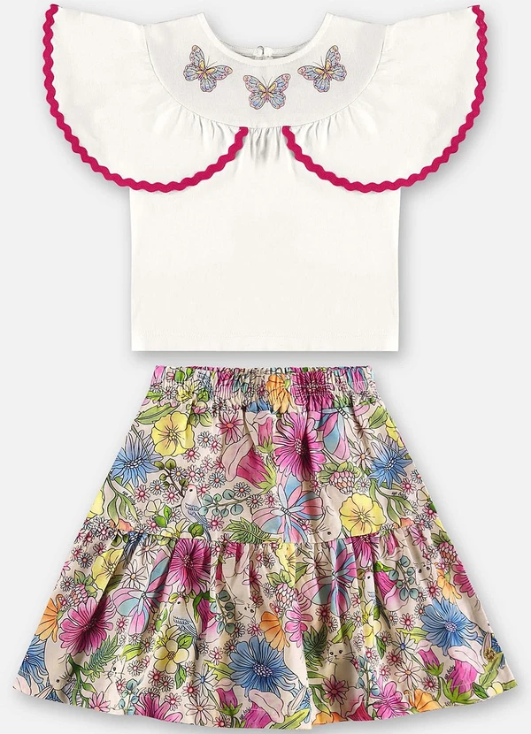 Up Baby - Conjunto Infantil Blusa e Saia-Short Bege 2