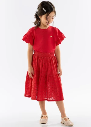 Up Baby - Conjunto Infantil Blusa e Saia Vermelho - UP BABY