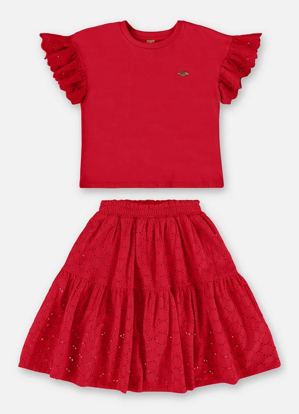 Up Baby - Conjunto Infantil Blusa e Saia Vermelho 2