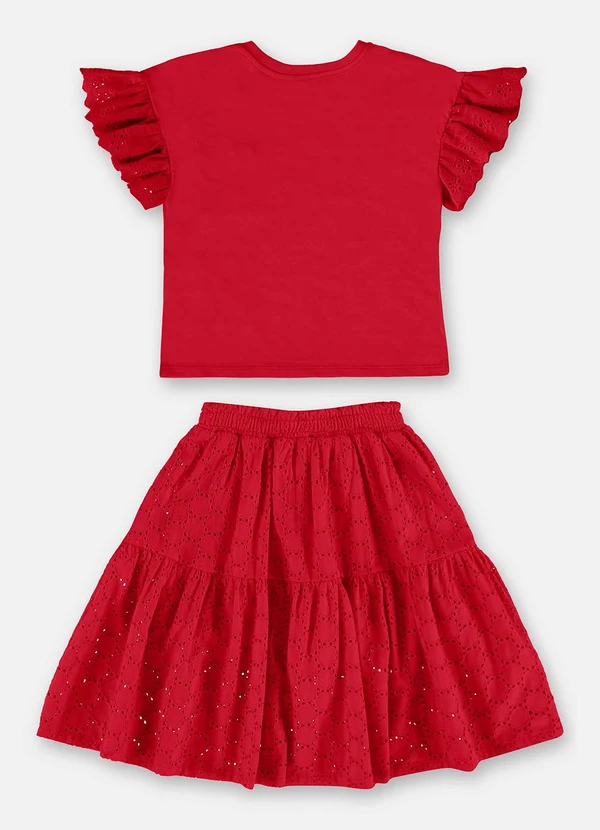 Up Baby - Conjunto Infantil Blusa e Saia Vermelho 3