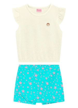 Duduka - Conjunto Infantil Blusa e Short  Bege - DUDUKA