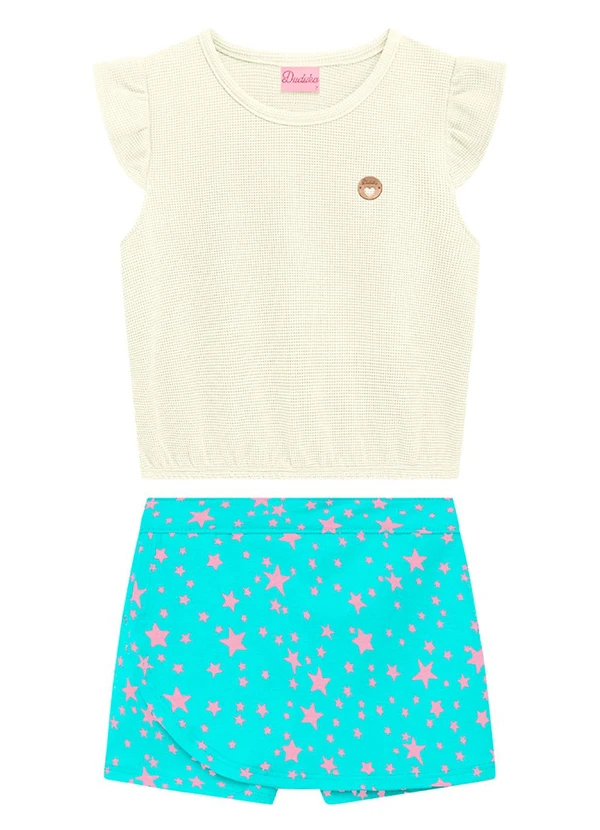 Duduka - Conjunto Infantil Blusa e Short  Bege