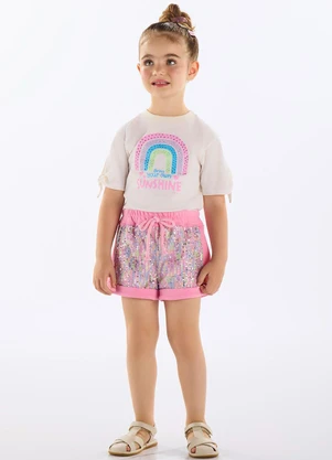 Up Baby - Conjunto Infantil Blusa e Short Bege - UP BABY
