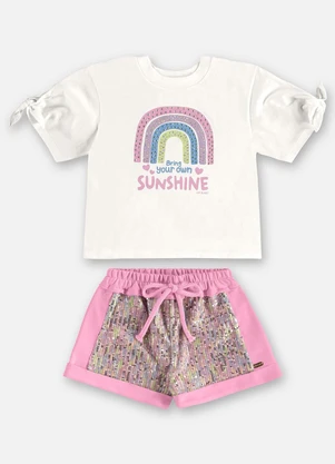 Up Baby - Conjunto Infantil Blusa e Short Bege - UP BABY