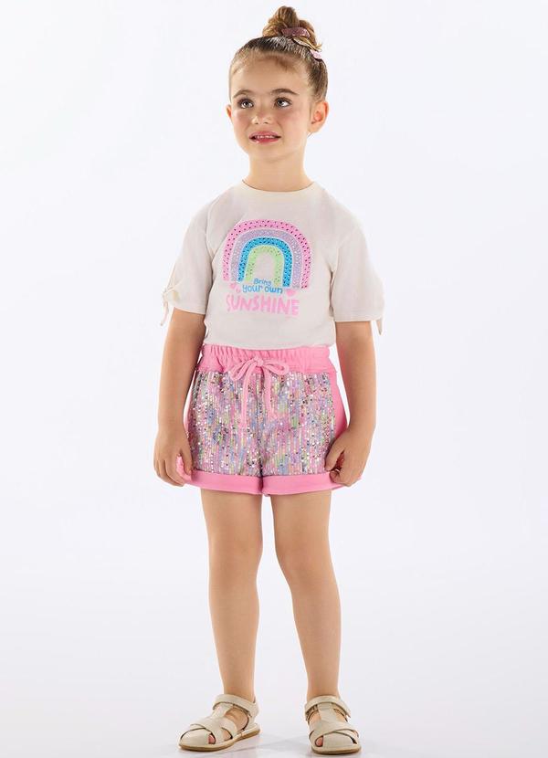 Up Baby - Conjunto Infantil Blusa e Short Bege
