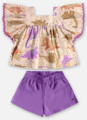 Up Baby - Conjunto Infantil Blusa e Short Bege - UP BABY