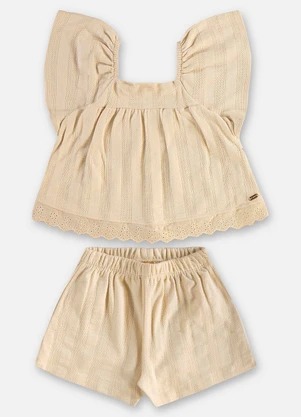 Up Baby - Conjunto Infantil Blusa e Short Bege - UP BABY