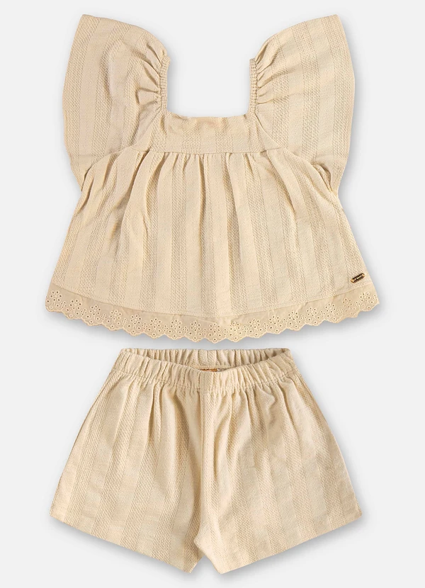 Up Baby - Conjunto Infantil Blusa e Short Bege 2
