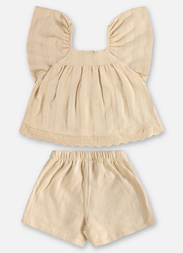 Up Baby - Conjunto Infantil Blusa e Short Bege 3