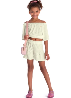 Duduka - Conjunto Infantil Blusa e Short  Bege - DUDUKA