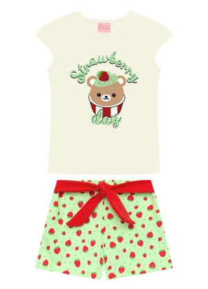 Duduka - Conjunto Infantil Blusa e Short Branco - DUDUKA