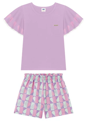 Marlan - Conjunto Infantil Blusa e Short Cotton Menina Roxo - MARLAN