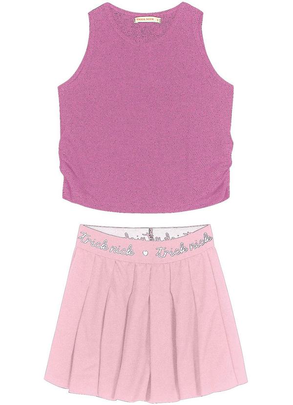 Trick Nick - Conjunto Infantil Blusa e Short Lurex Rosa
