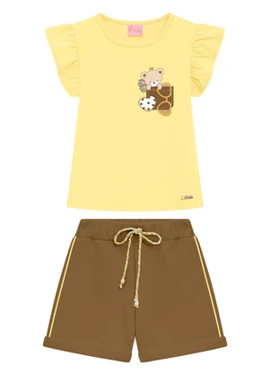 Duduka - Conjunto Infantil Blusa e Short Menina Amarelo - DUDUKA