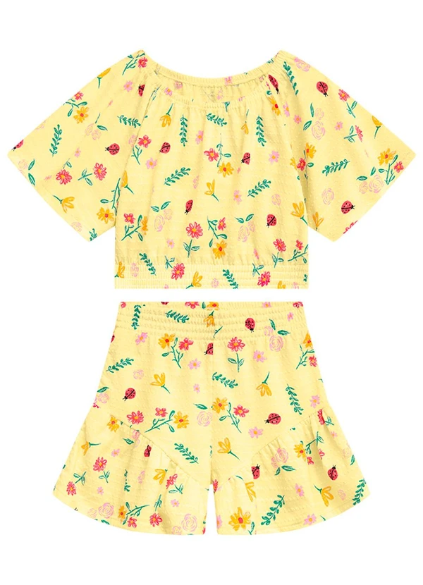 Duduka - Conjunto Infantil Blusa e Short Menina Amarelo