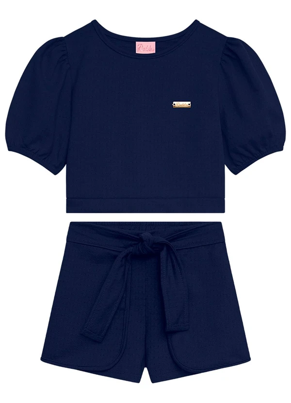 Duduka - Conjunto Infantil Blusa e Short Menina Azul 1