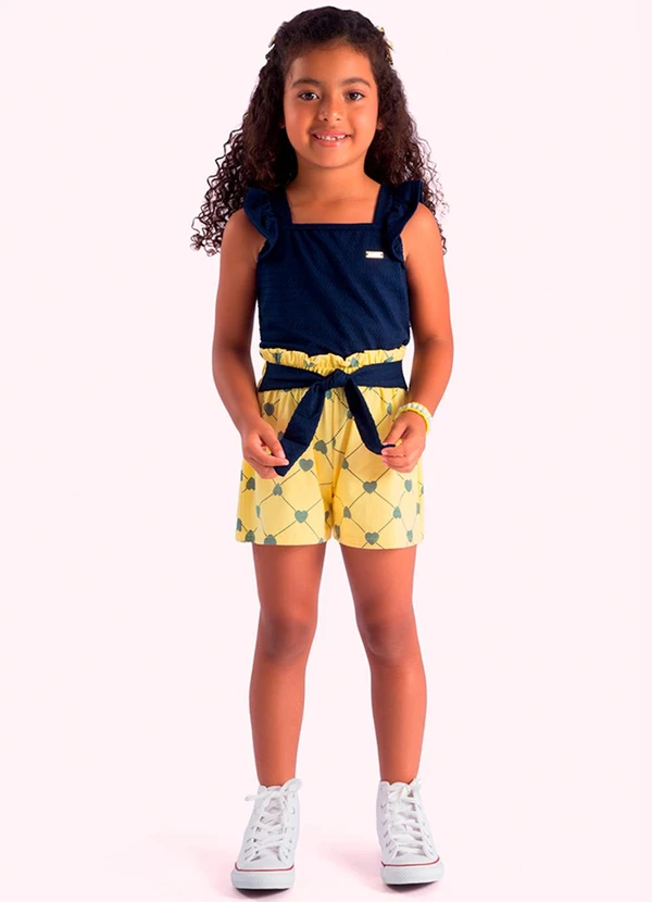 Duduka - Conjunto Infantil Blusa e Short Menina Azul